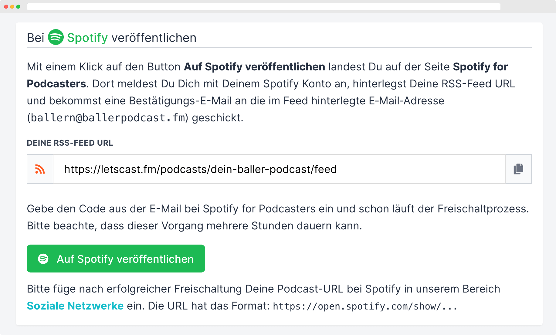 Spotify Podcast hochladen auf Knopfdruck bei LetsCast.fm